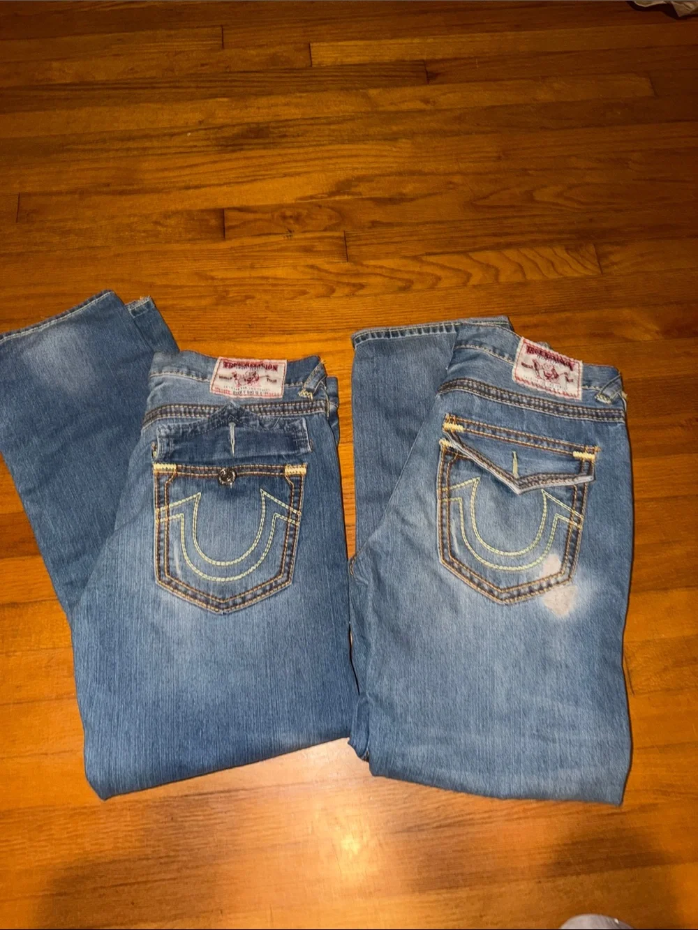 True Religion Men’s Blue Denim Jeans - Pocket Stitch Size 36/32 Ricky Big Q T